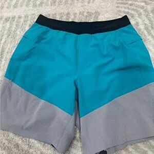 Teal and Gray Men's Shorts